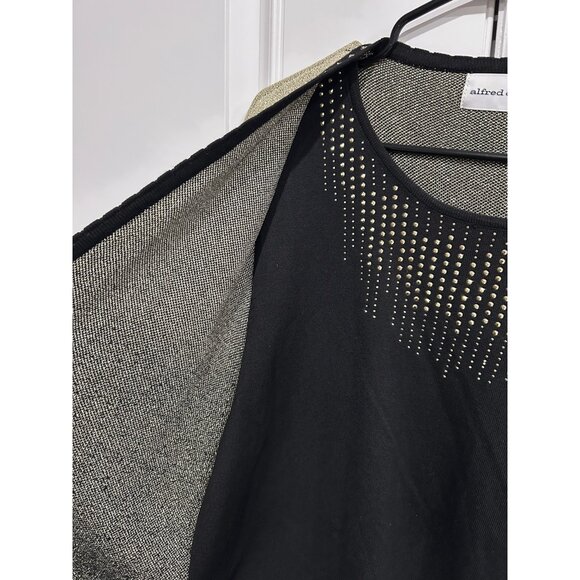Alfred Dunner Metallic Studded Twinset Sweater Top Ensemble Black Gold Sz XL - Picture 4 of 9